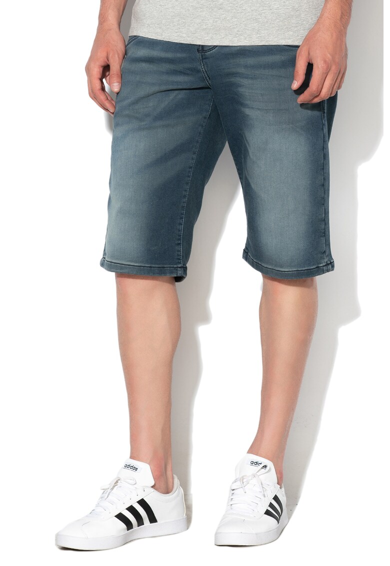 Bermude regular fit din denim cu aspect decolorat