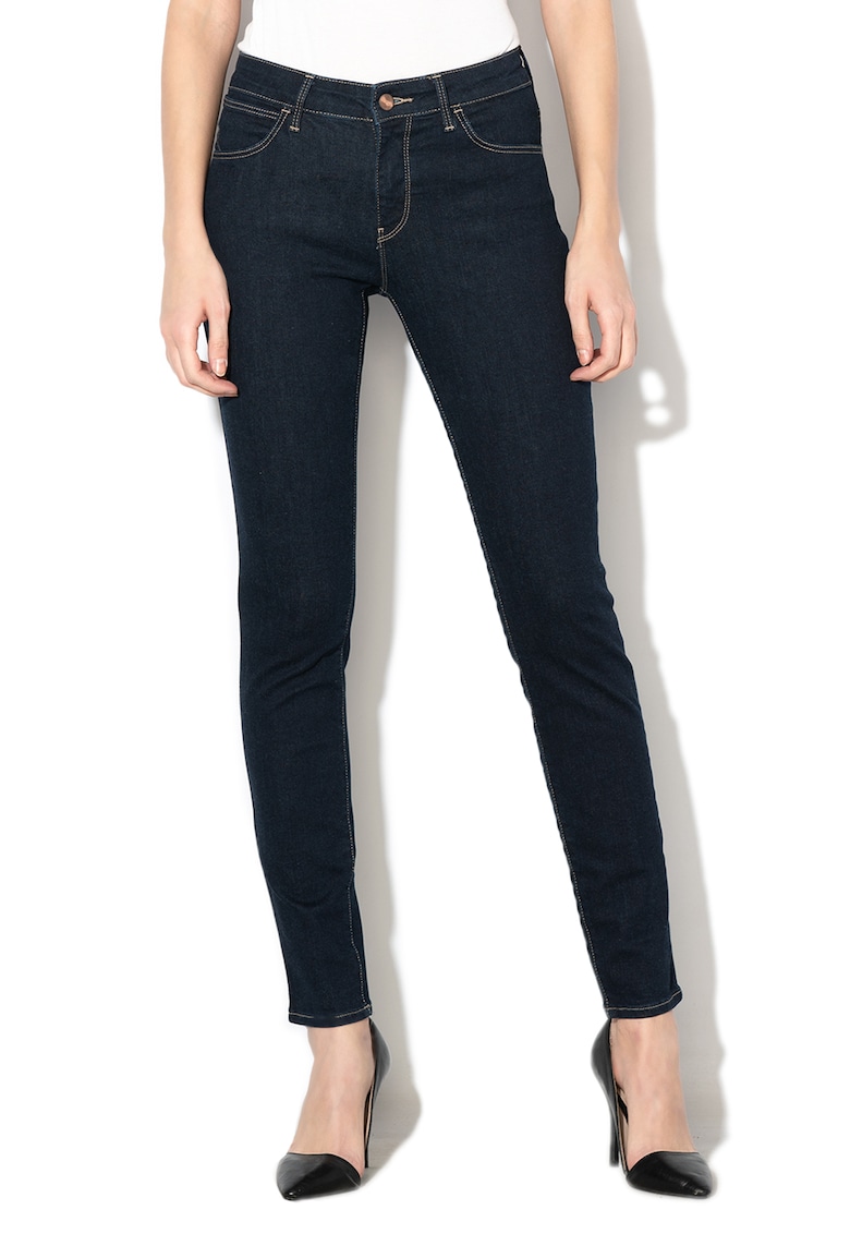 Blugi skinny cu cusaturi contrastante