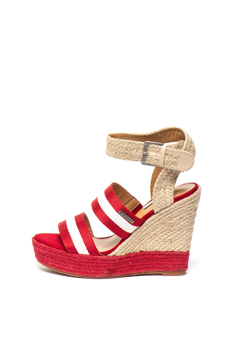 Sandale wedge tip espadrile cu bareta pe glezna Ohara Tape