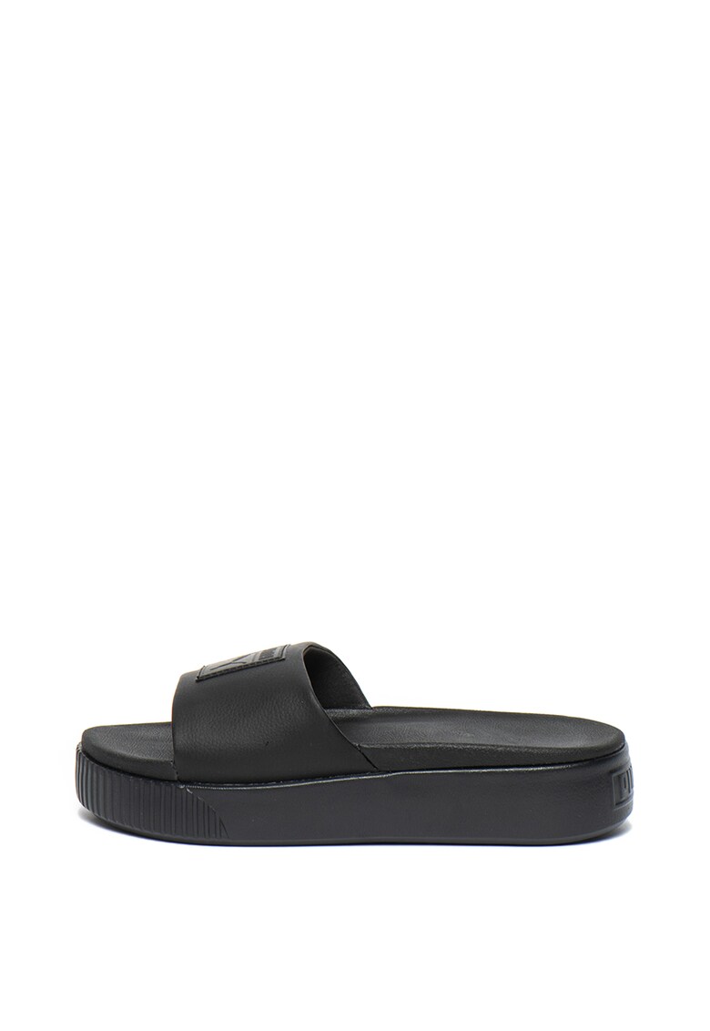 Papuci flatform de piele ecologica
