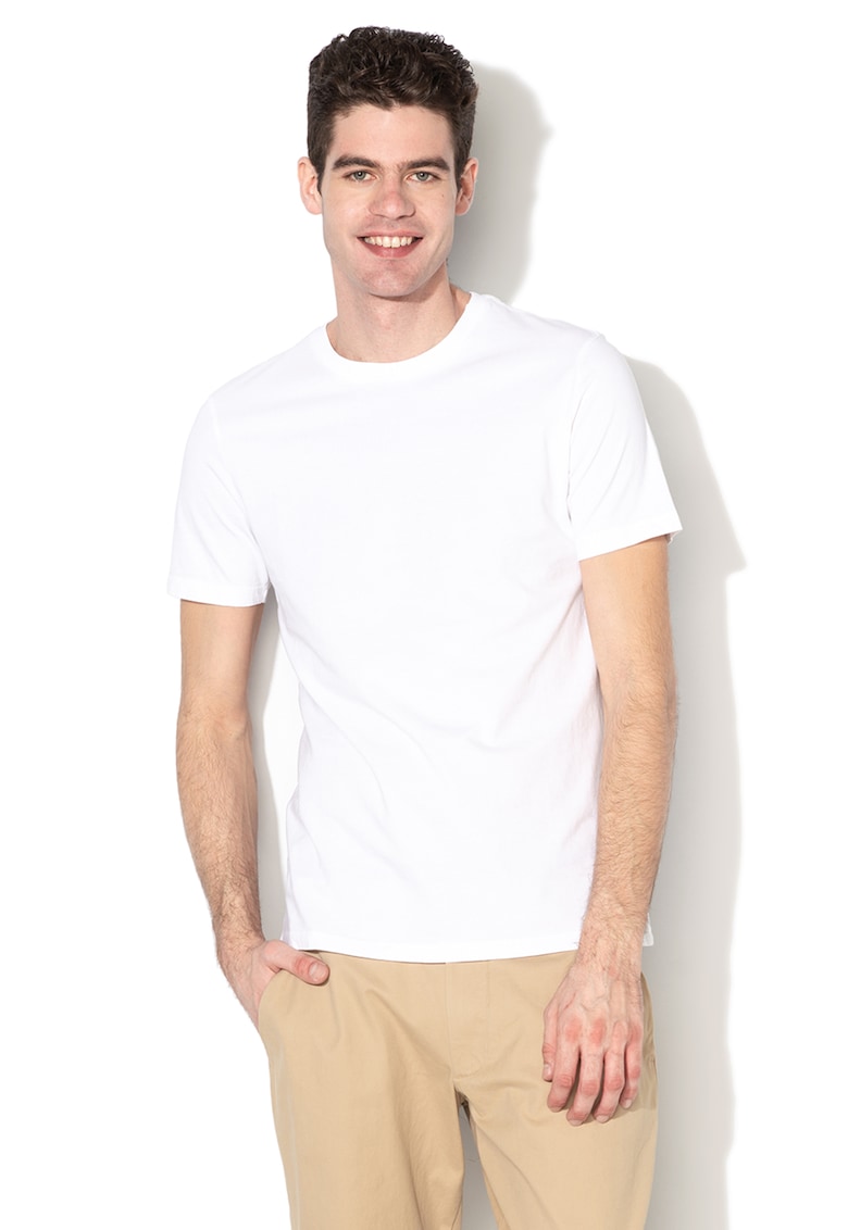 Tricou cu decolteu rotund 000440775 - Alb