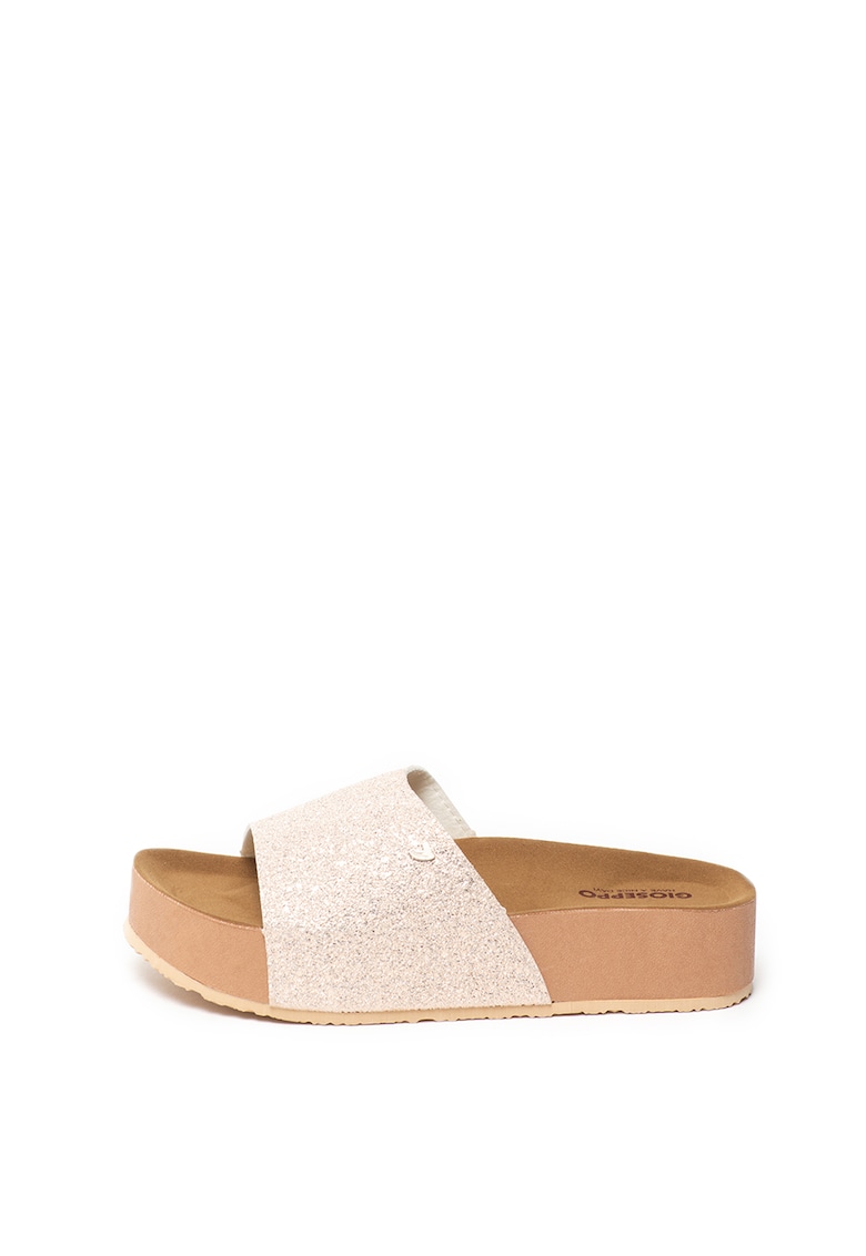 Papuci flatform cu aspect stralucitor Bayonne