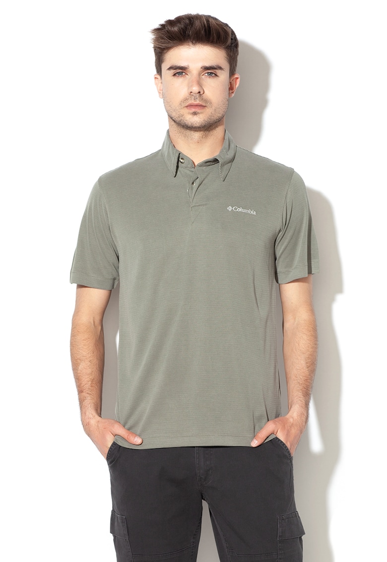 Tricou polo din amestec de modal cu aspect striat Sun Ridge™