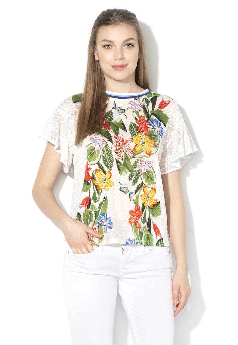 Tricou de in cu model floral Silvana
