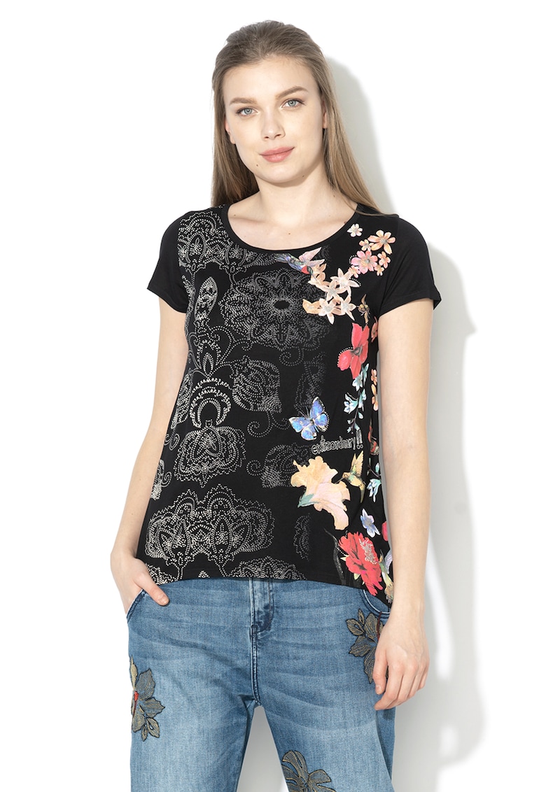 Tricou de jerseu cu imprimeu floral Panama