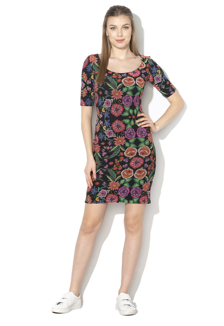 Rochie cambrata cu imprimeu floral Garden