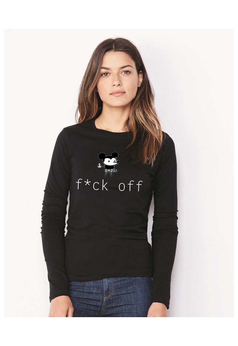 888113367-Bluza dama neagra - f*ck off Mickey Mouse