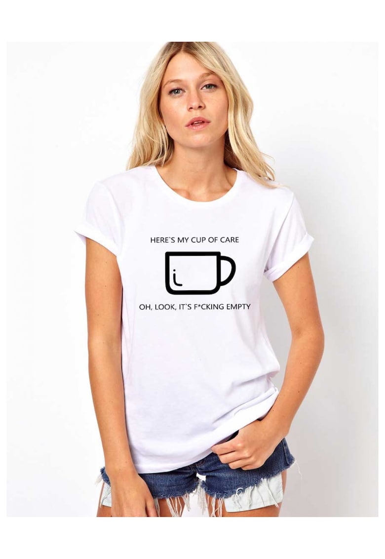 Tricou dama alb - Cup of care