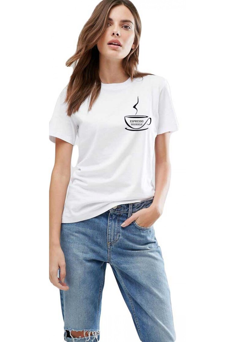 Tricou dama alb - Espresso Yourself II