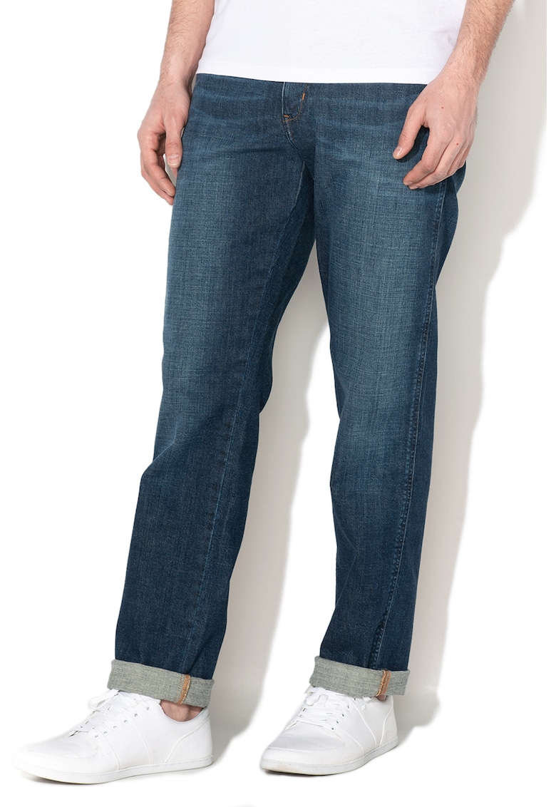 Blugi cu croiala dreapta si aspect decolorat Texas