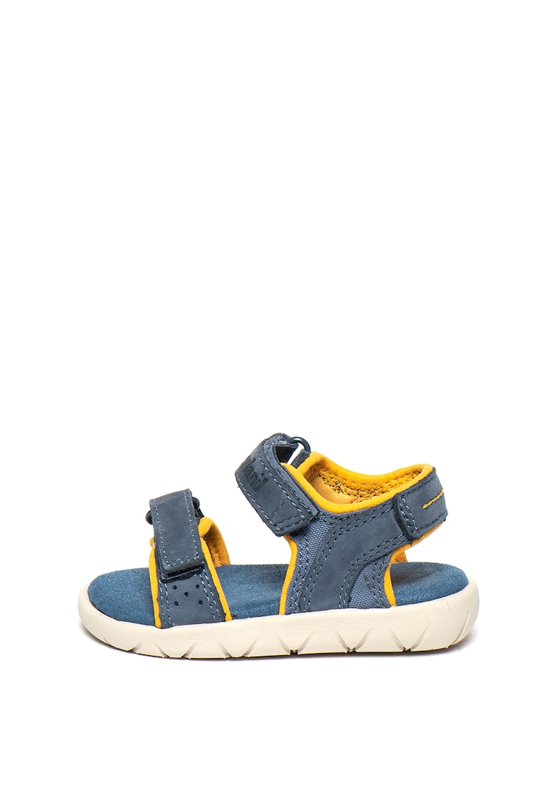 Sandale cu velcro si garnituri de piele nabuc Nubble