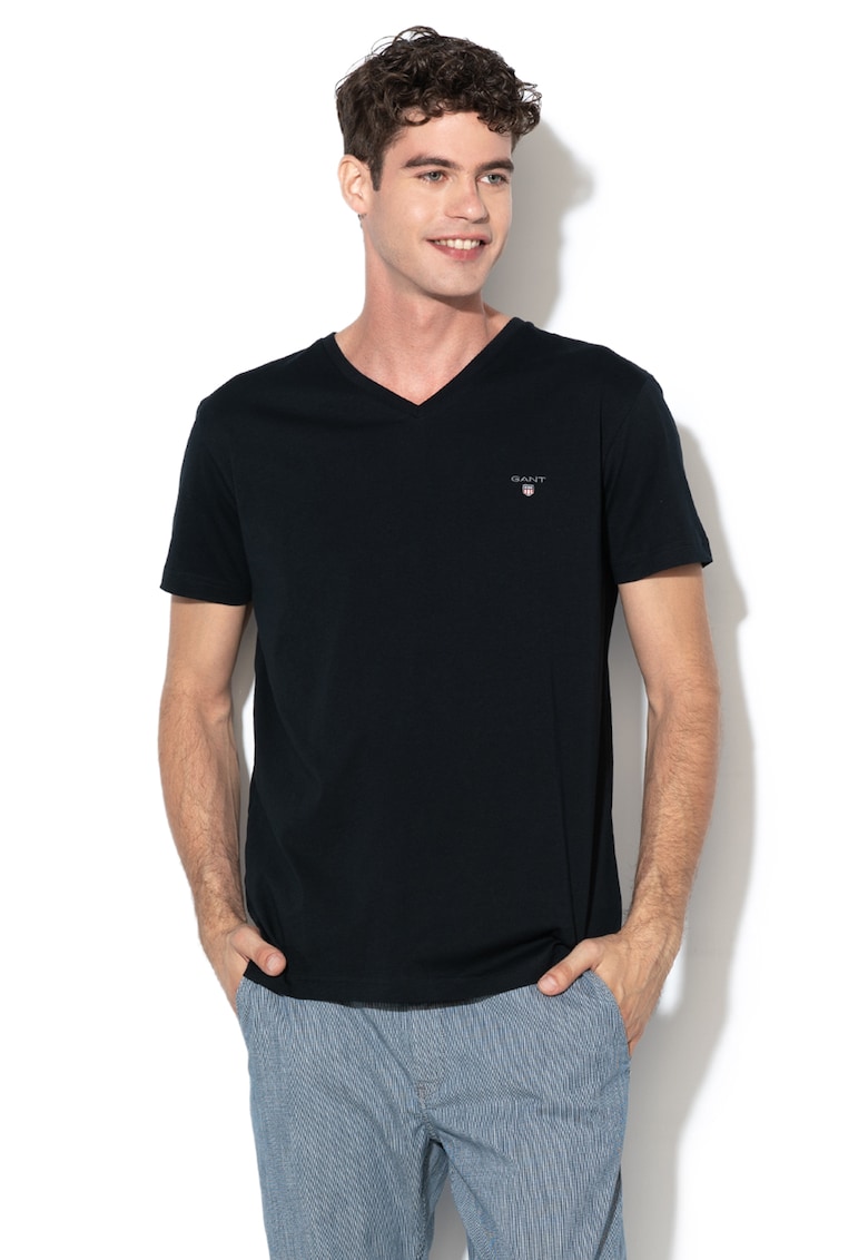 Tricou slim fit cu decolteu in V Original 10005