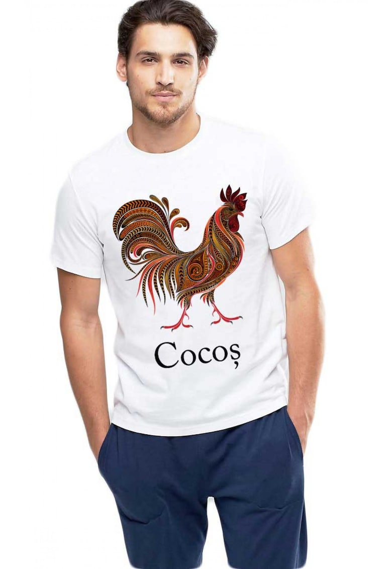 Tricou barbati alb - Cocos