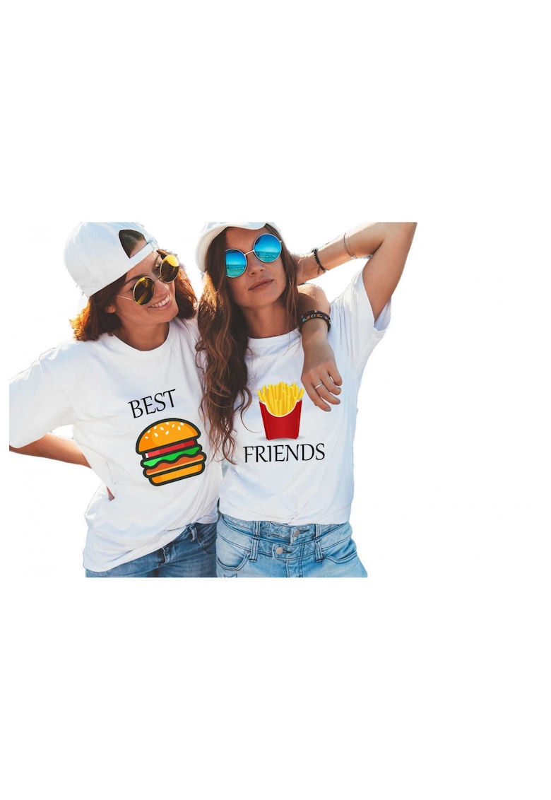 Set doua tricouri dama albe - Best Friends