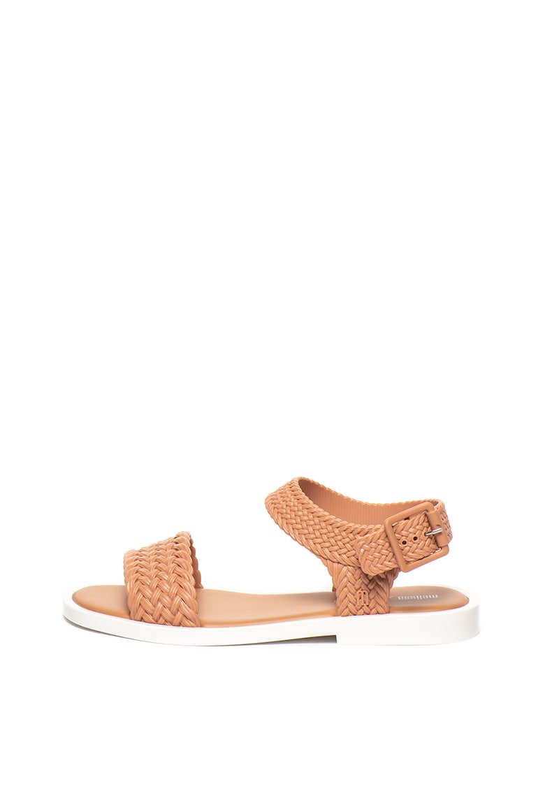 Sandale slingback cu aspect tesut