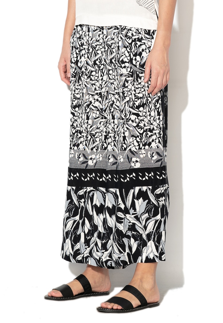 Pantaloni culotte din material vaporos - cu model floral Paola