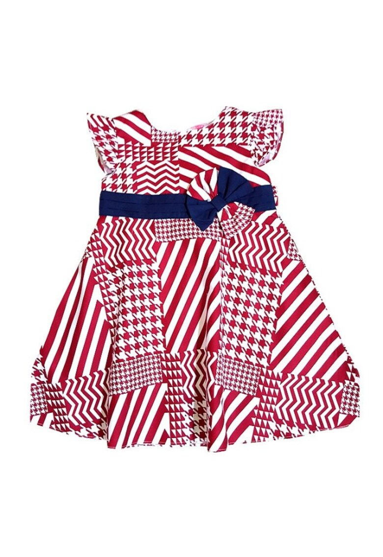 Rochie fetite alb cu rosu