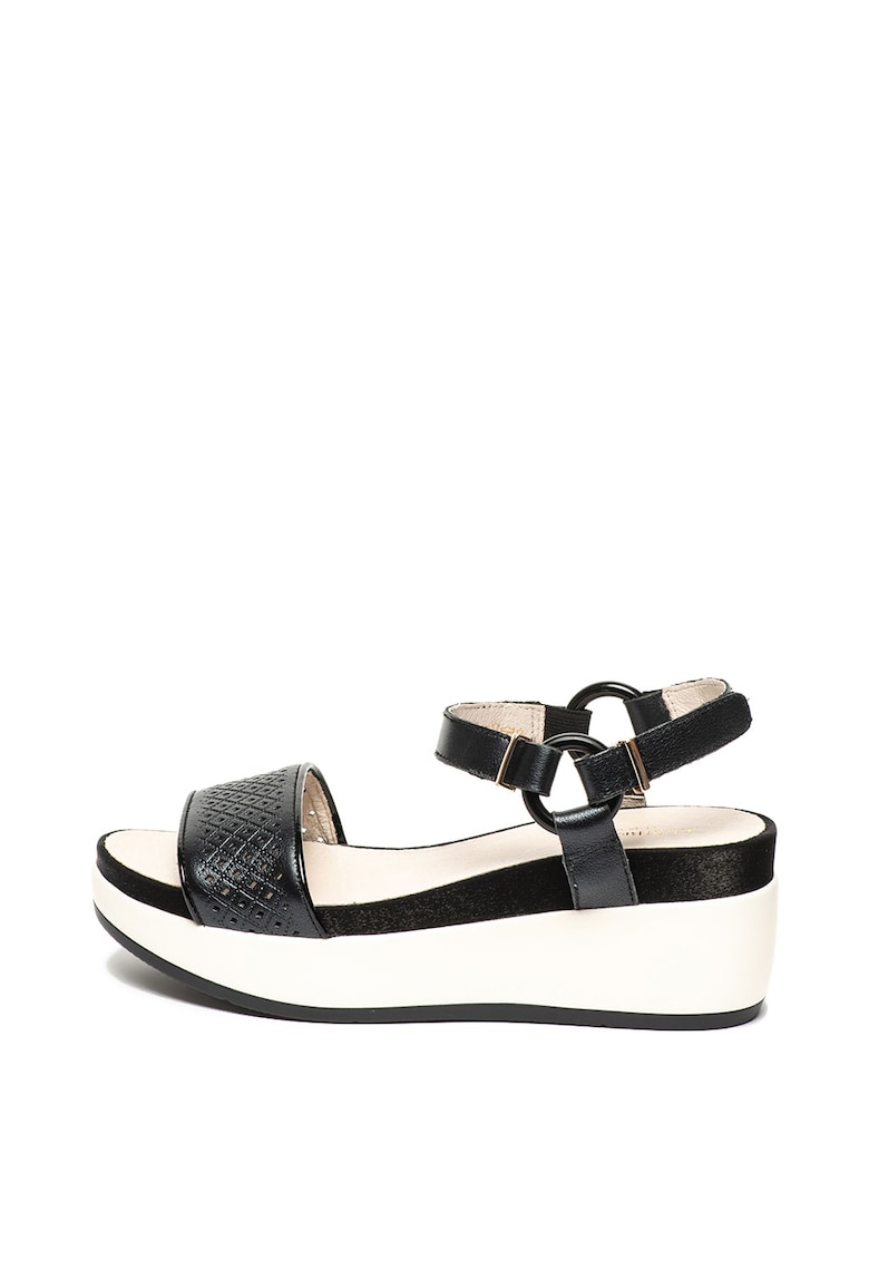 Sandale wedge de piele Blanche