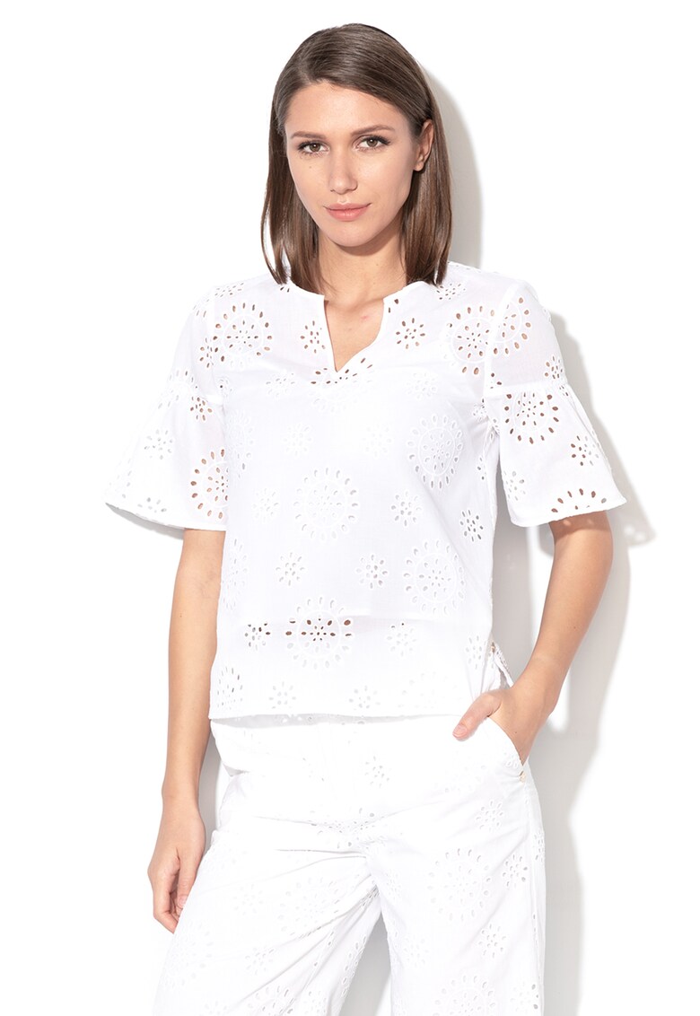 Bluza de dantela Sangallo cu maneci clopot Elfo