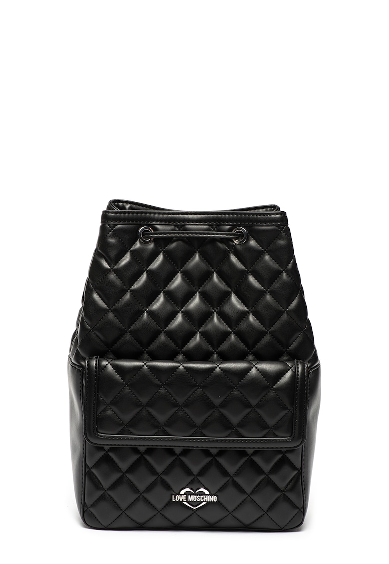 Rucsac de piele ecologica - cu aspect matlasat - Negru