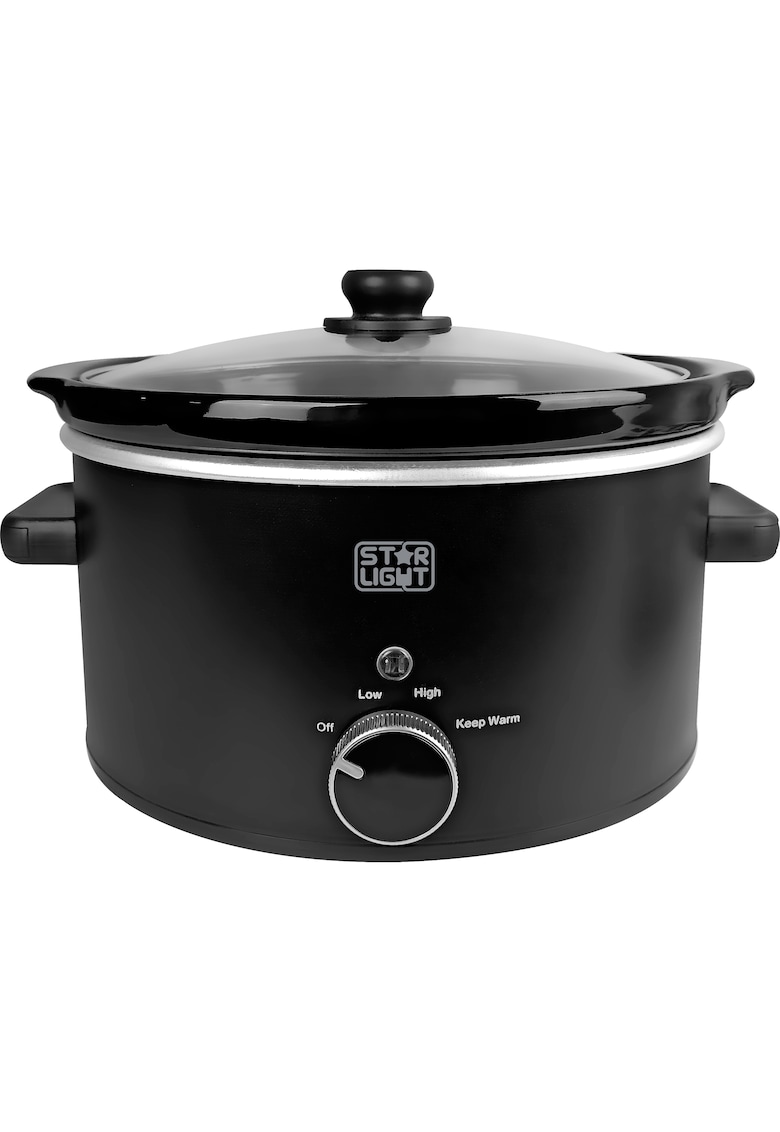 Slow cooker - 3.5l - 180W - Vas ceramica detasabil - Functie de pastrare la cald - Negru