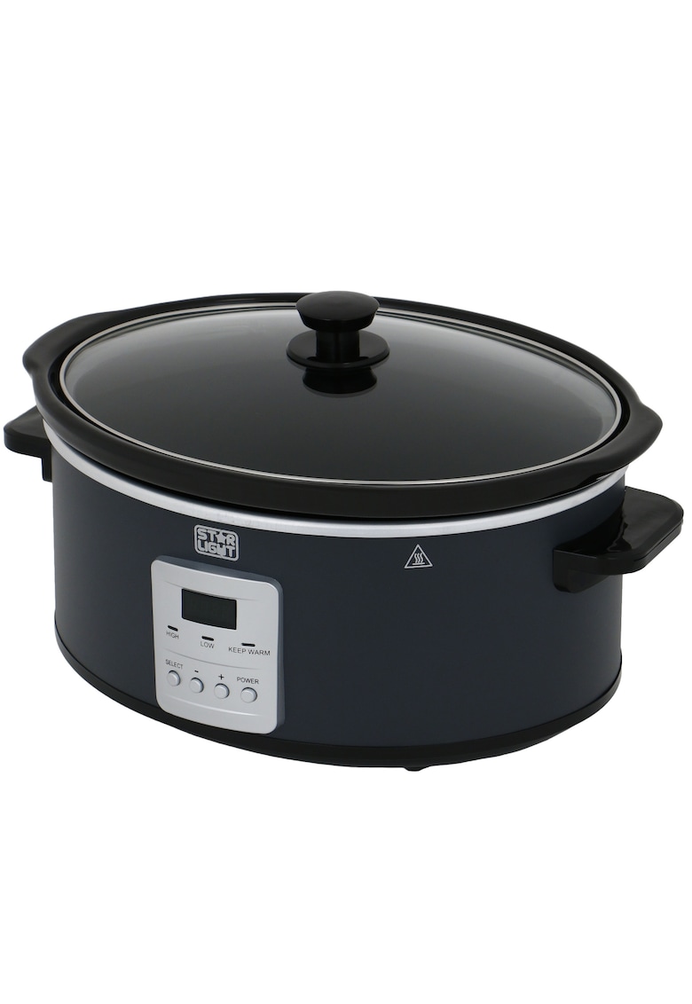 Slow cooker - 6.5 l - 270 W - display LED - timer - vas ceramica detasabil - functie de pastrare la cald - gri