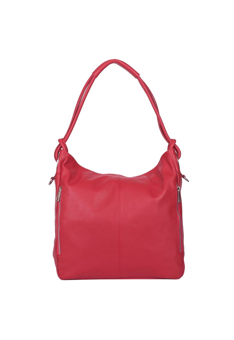 Geanta dama din piele naturala Mia gri - Rosu