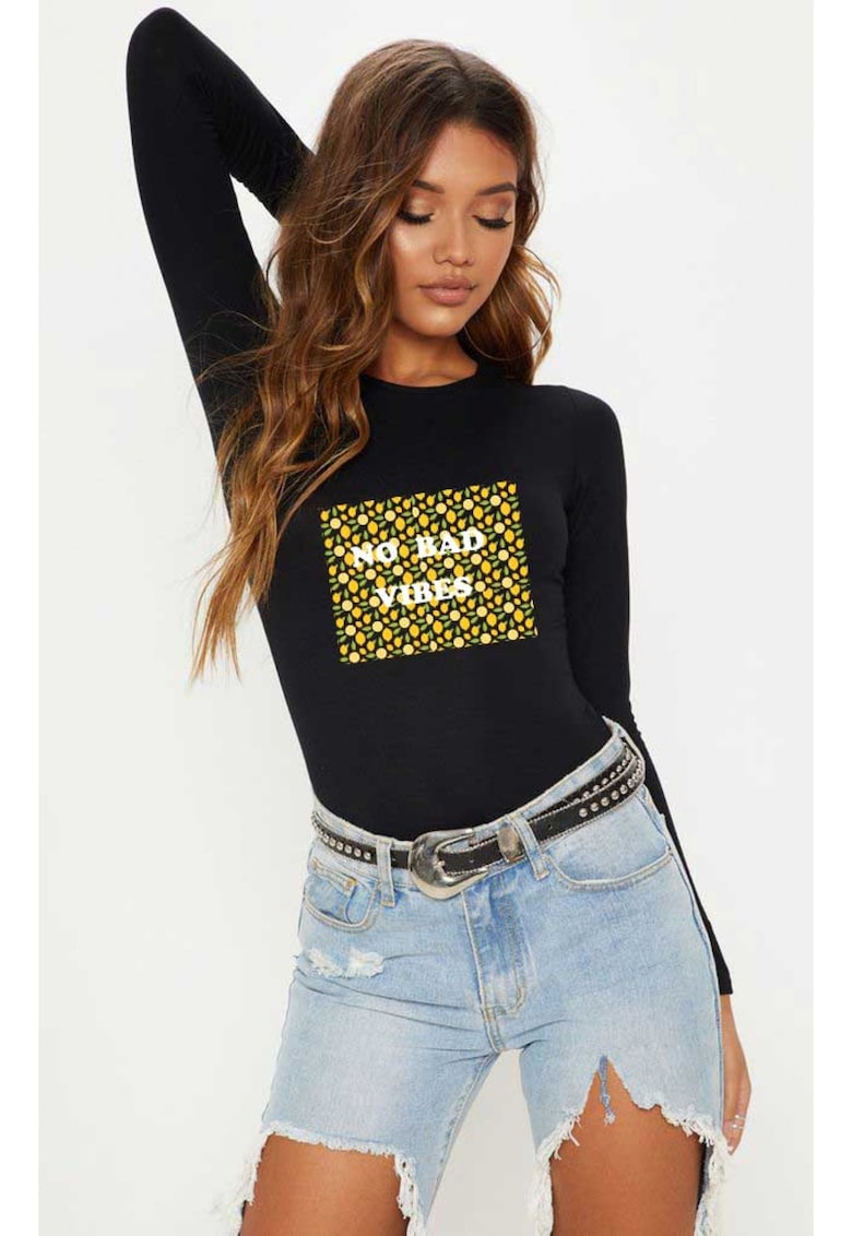 888113554-Bluza dama neagra - No Bad Vibes