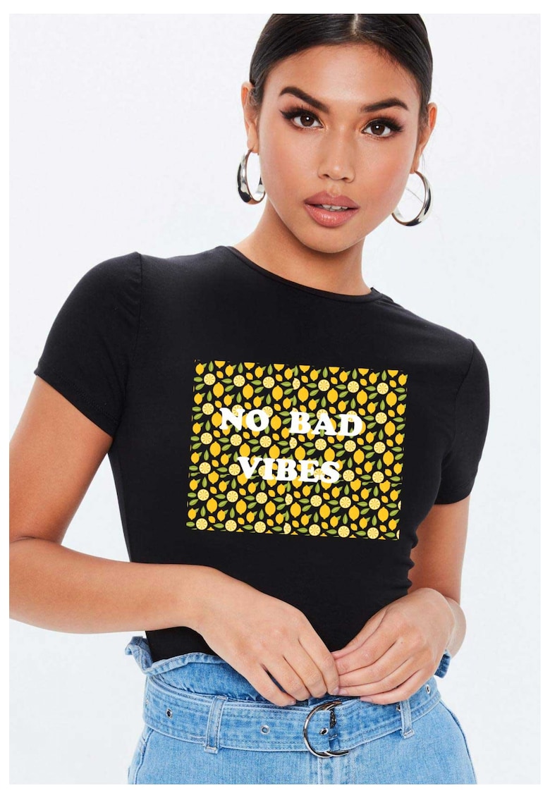 Tricou dama negru - No Bad Vibes