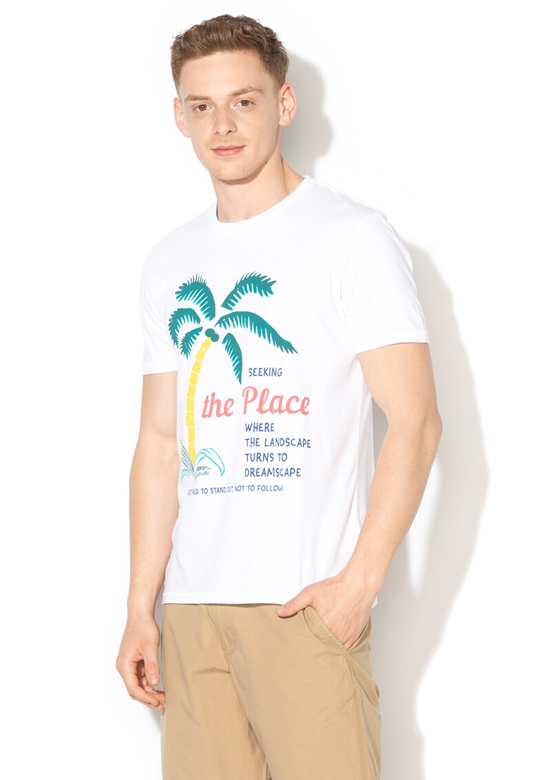 Tricou cu imprimeu grafic si text Sarja