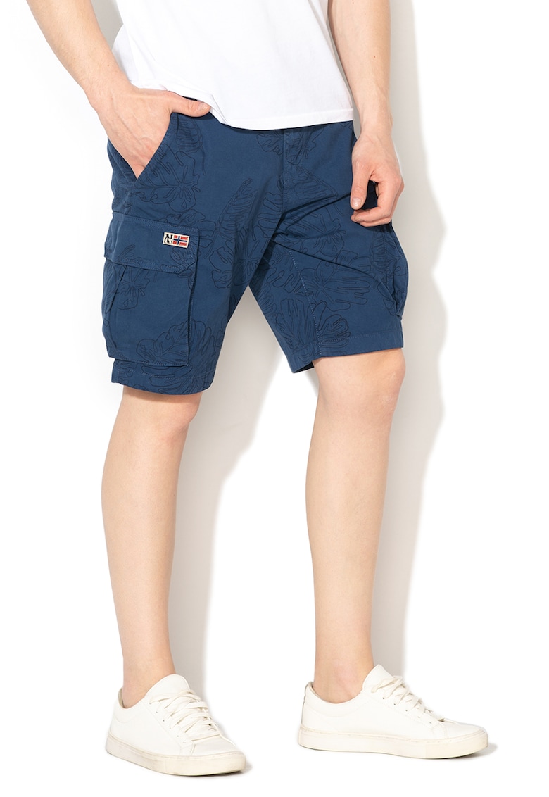 Bermude cargo cu imprimeu tropical Nellary - Albastru inchis