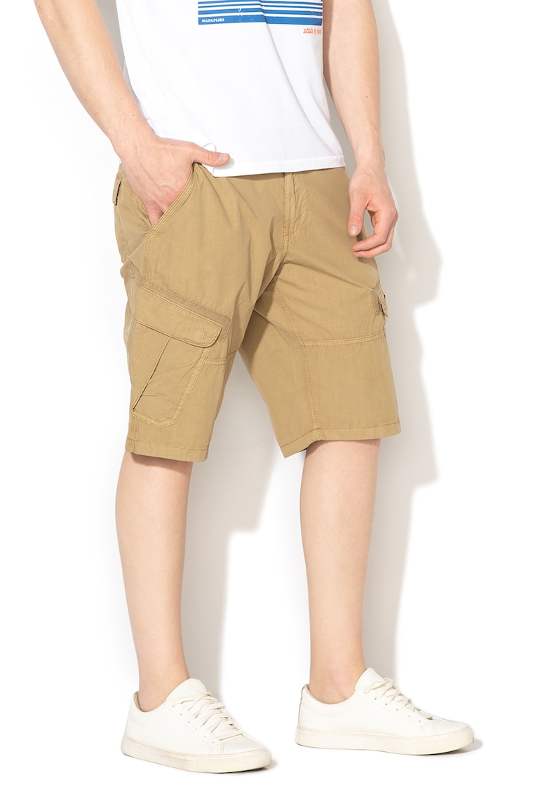 Bermude cargo cu aplicatie logo Nadi - Bej