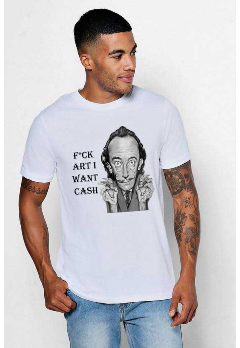 Tricou barbati alb - Dali - I want CASH