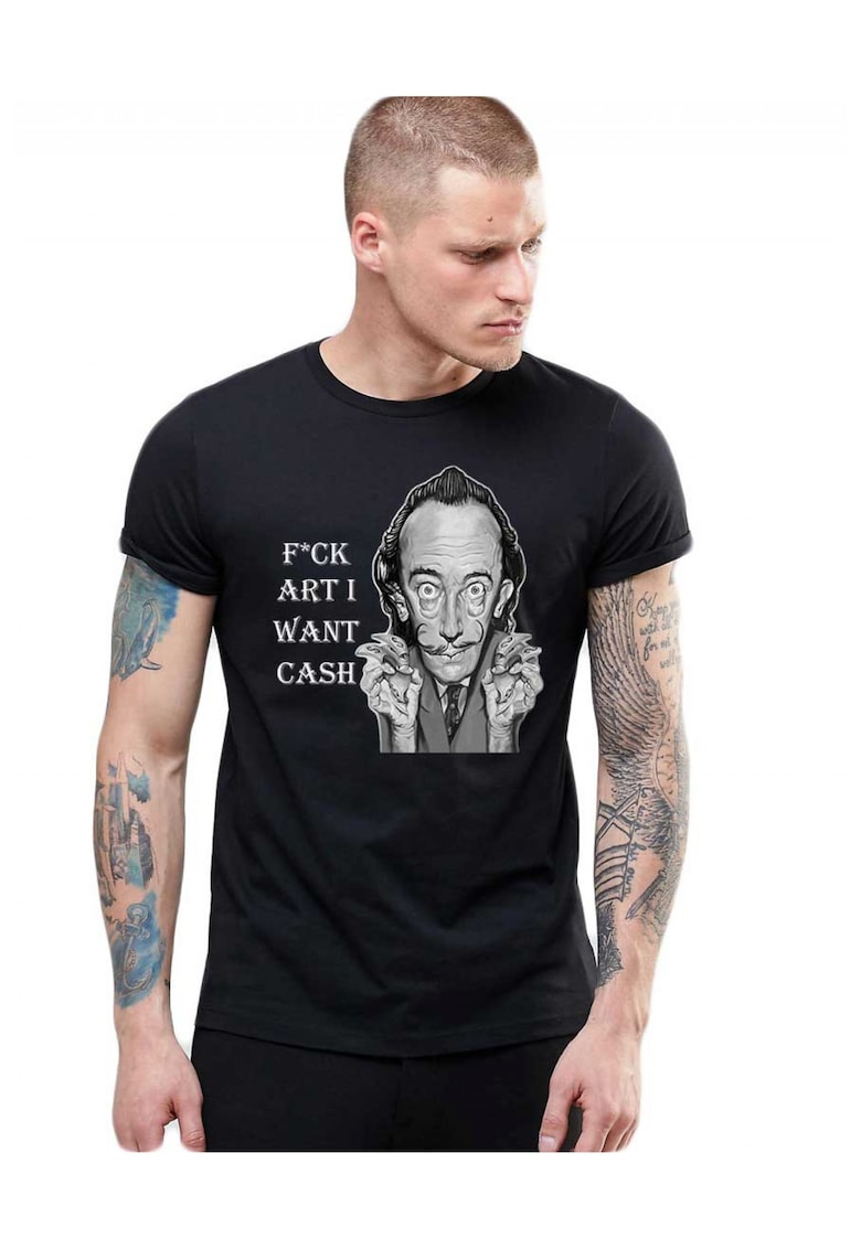 Tricou barbati negru - Dali - I want CASH