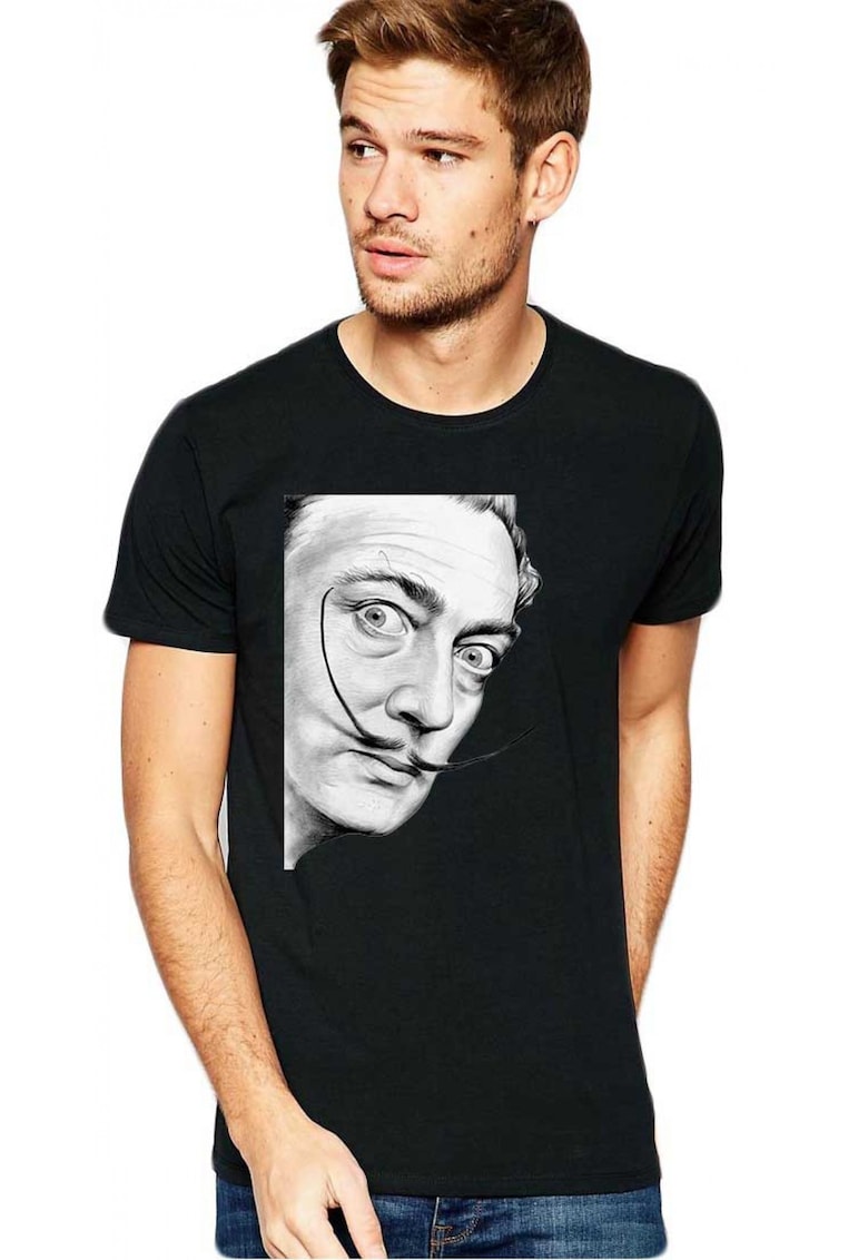 Tricou barbati negru - Dali - Portret