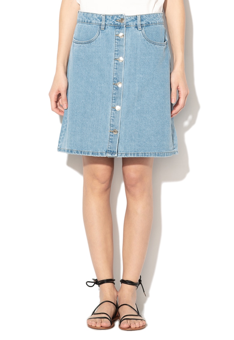 Fusta mini din denim cu nasturi
