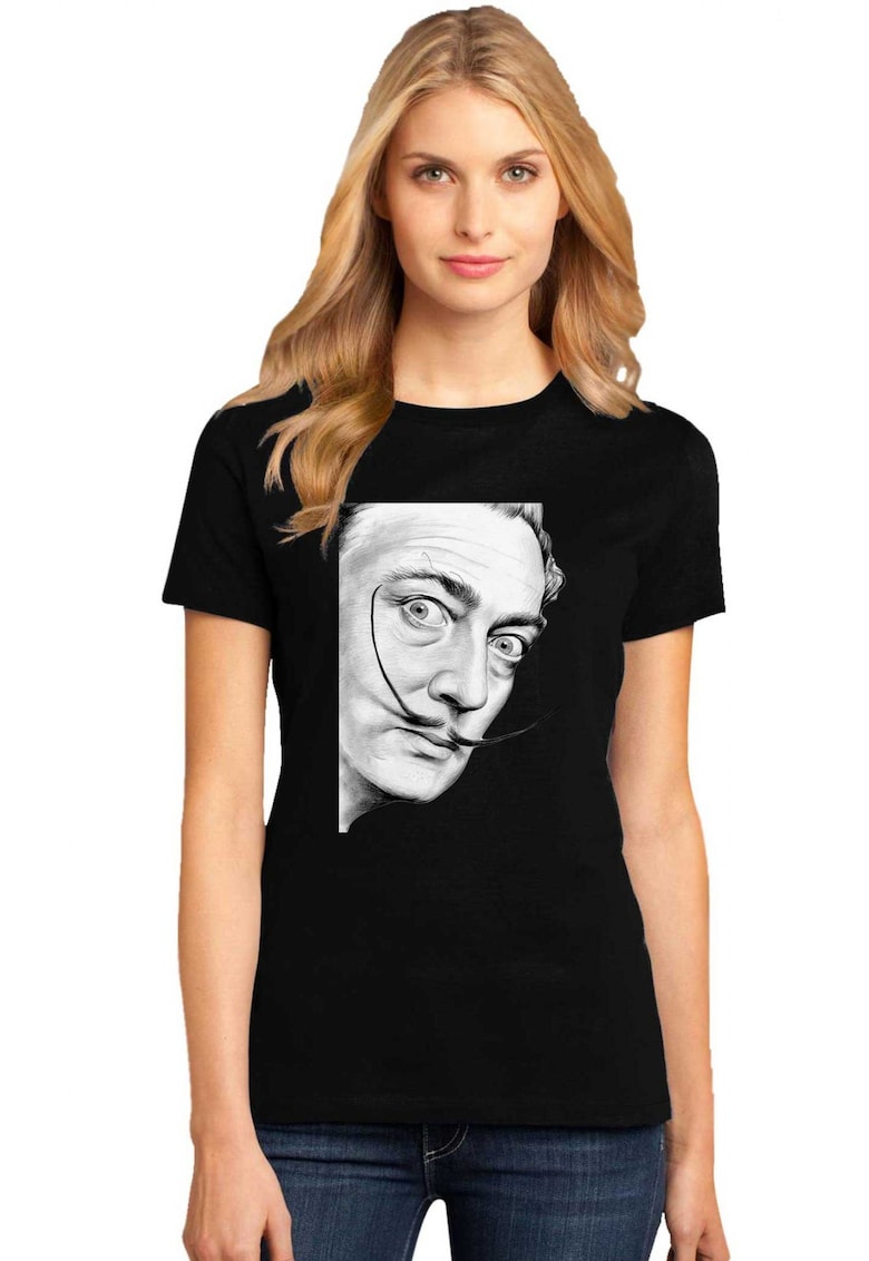 Tricou dama negru - Dali - Portret