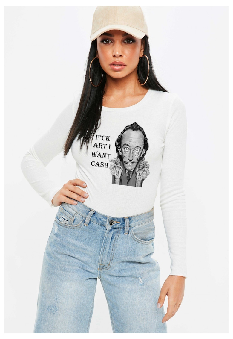 888113636-Bluza dama alba - Dali - I want CASH
