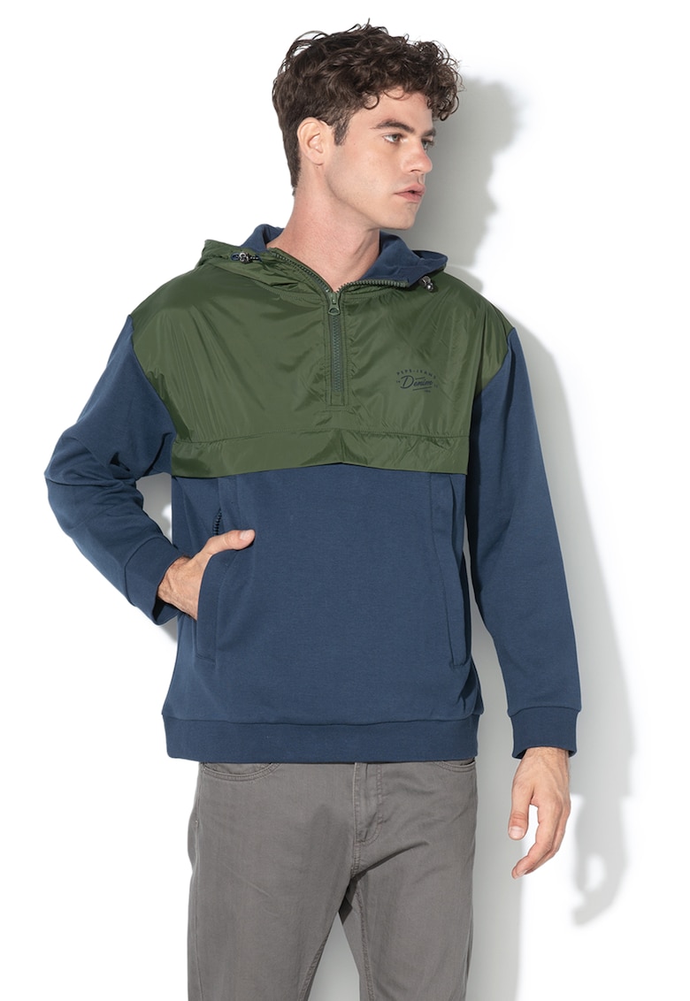 Hanorac lejer - cu segment contrastant Lyle - Verde/Albastru