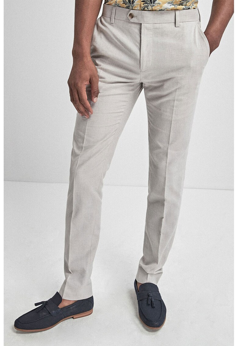 Pantaloni eleganti skinny - din amestec de in