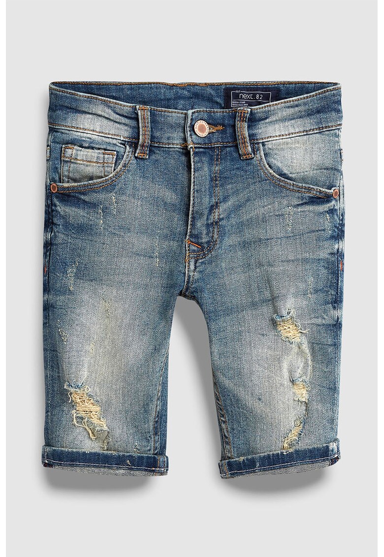 Bermude din denim cu aspect deteriorat