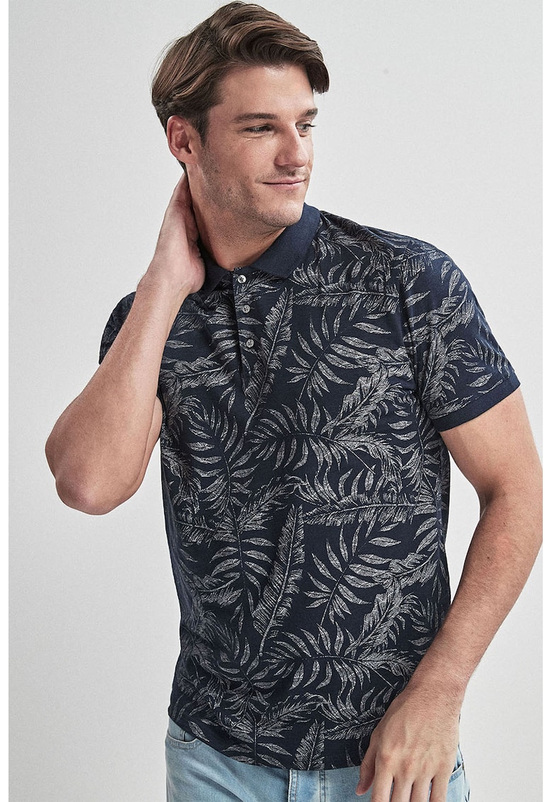 Tricou polo regular fit cu model tropical