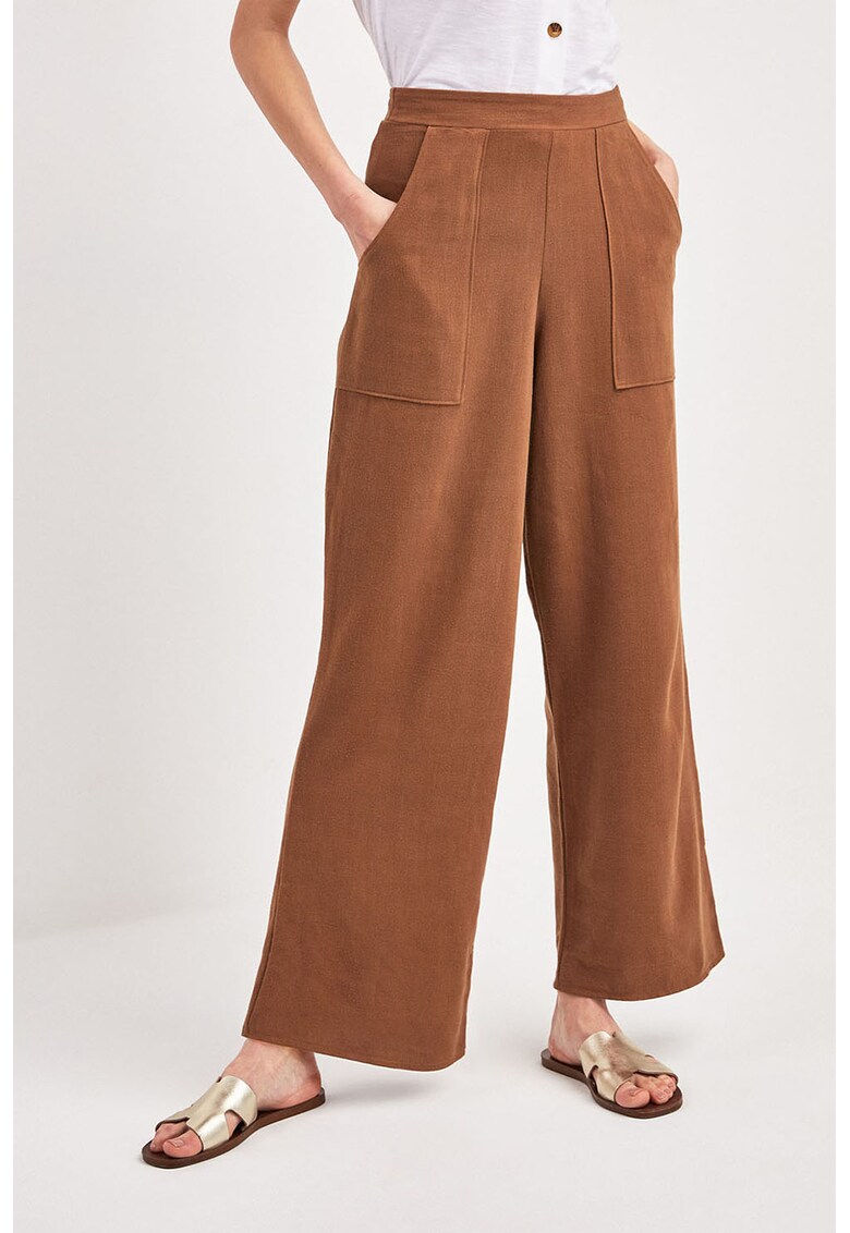 Pantaloni culotte din amestec de in - cu croiala ampla