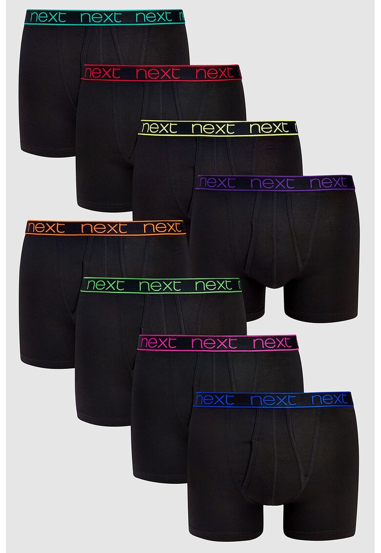 Set de boxeri cu banda logo neon in talie - 4 perechi