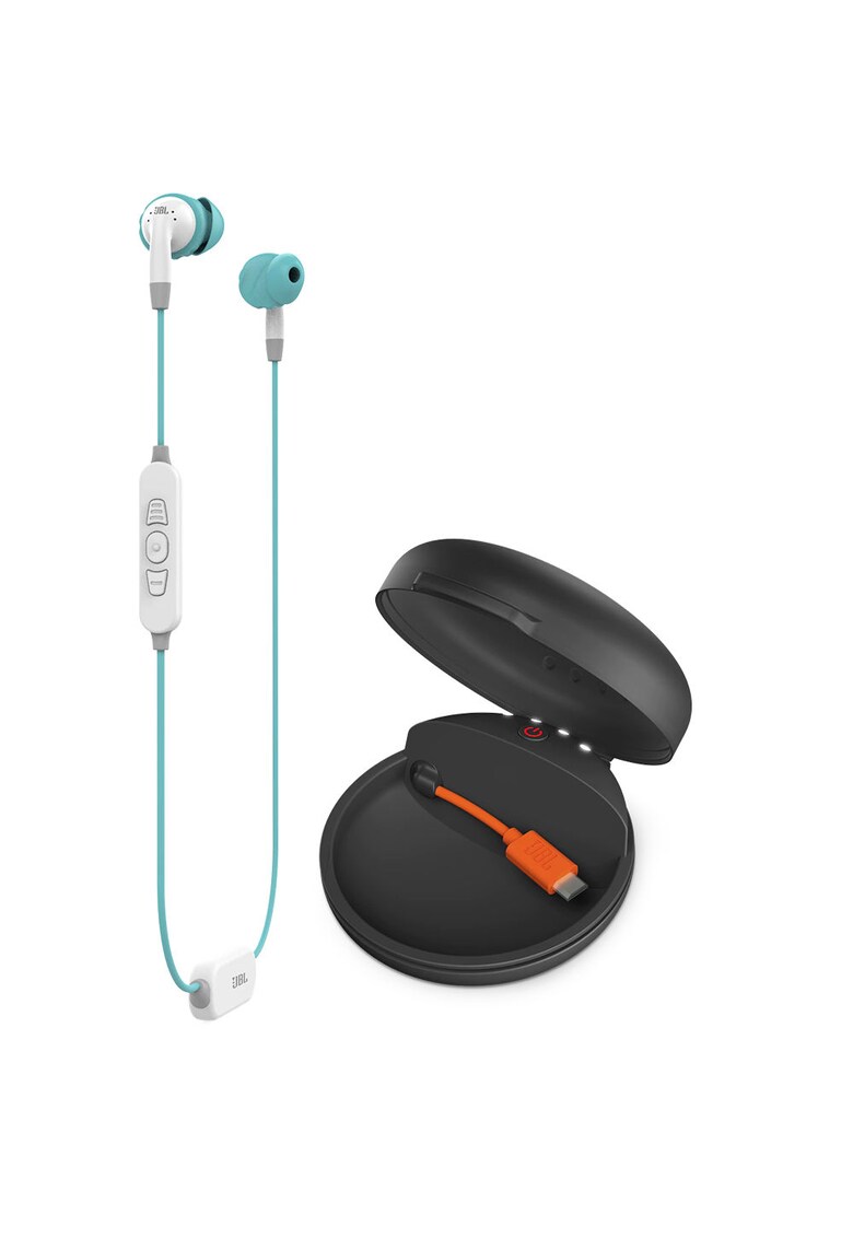 Casti sport In-Ear Inspire 700 - Wireless Bluetooth - Sweatproof - Control Telefon - Twistlock - FlexSoft - Playback 8h + 16h cu Carcasa Incarcare - Alb/Turcoaz