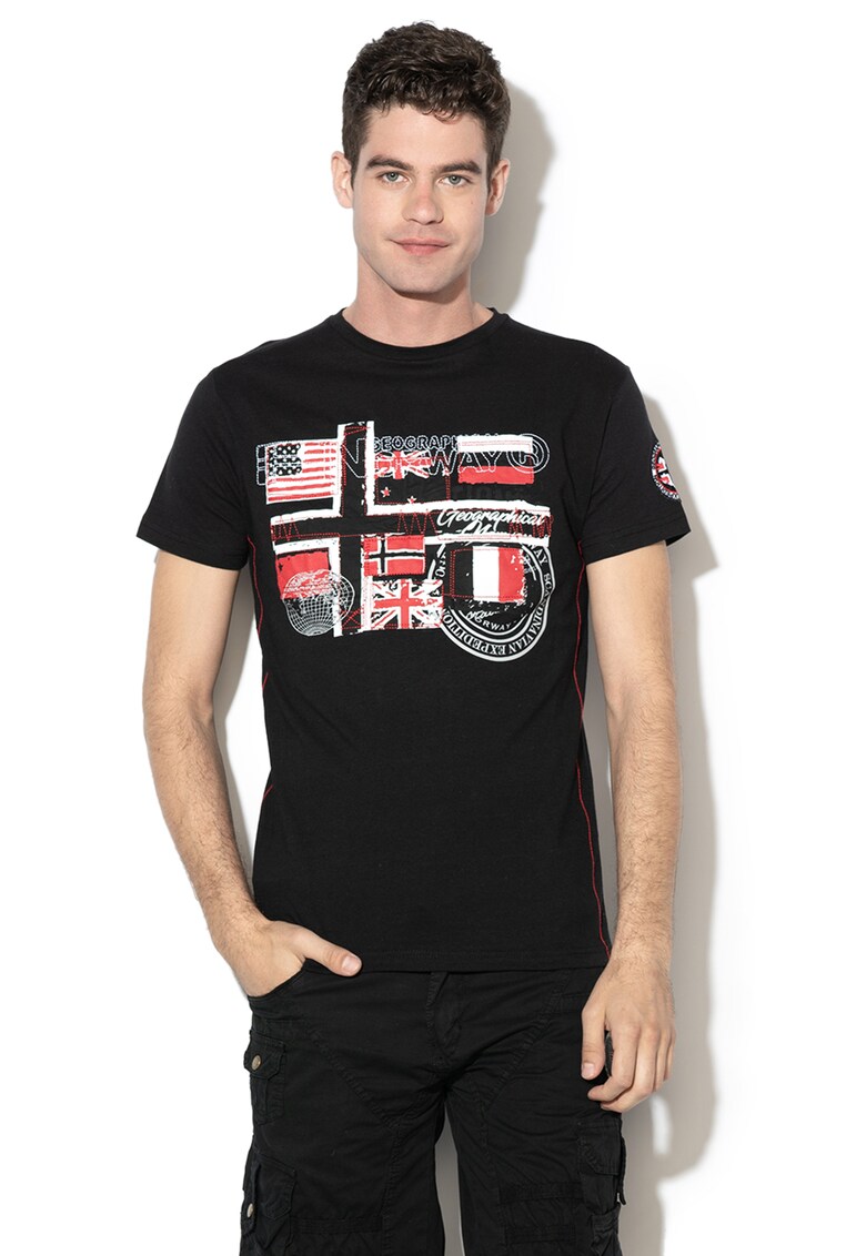 Tricou cu imprimeu logo si broderie Joflag