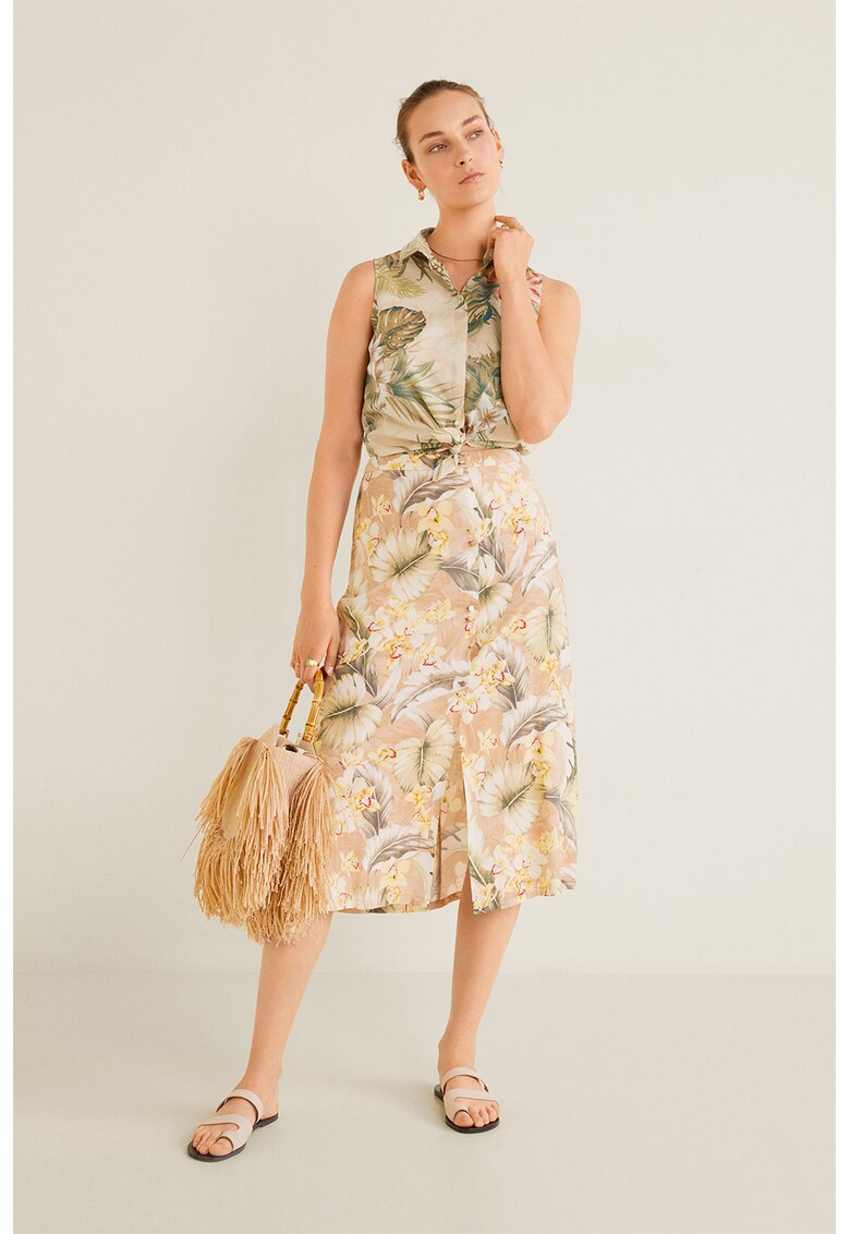 Camasa fara maneci - cu imprimeu floral Vintage