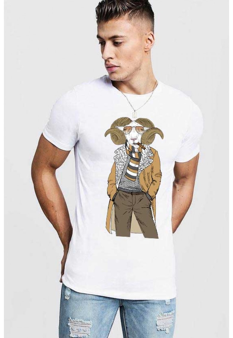 Tricou barbati alb - Berbec Fashion