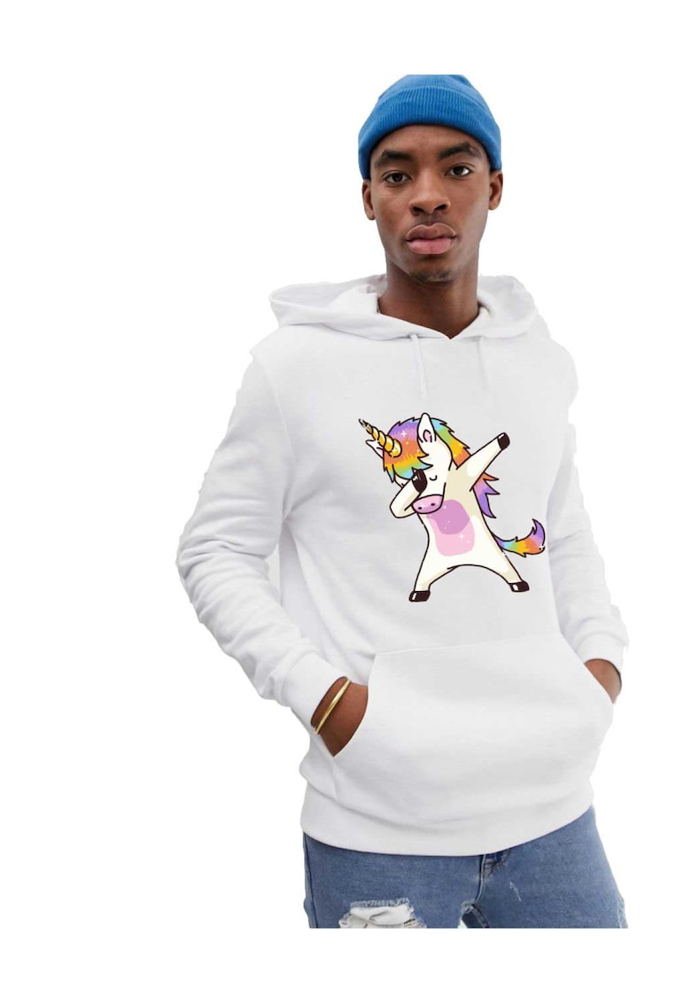Hanorac Barbati Alb - Cool Unicorn