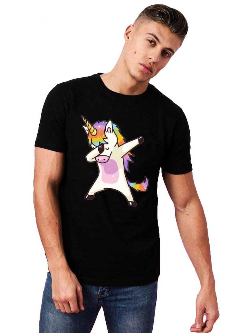 Tricou barbati negru - Cool Unicorn